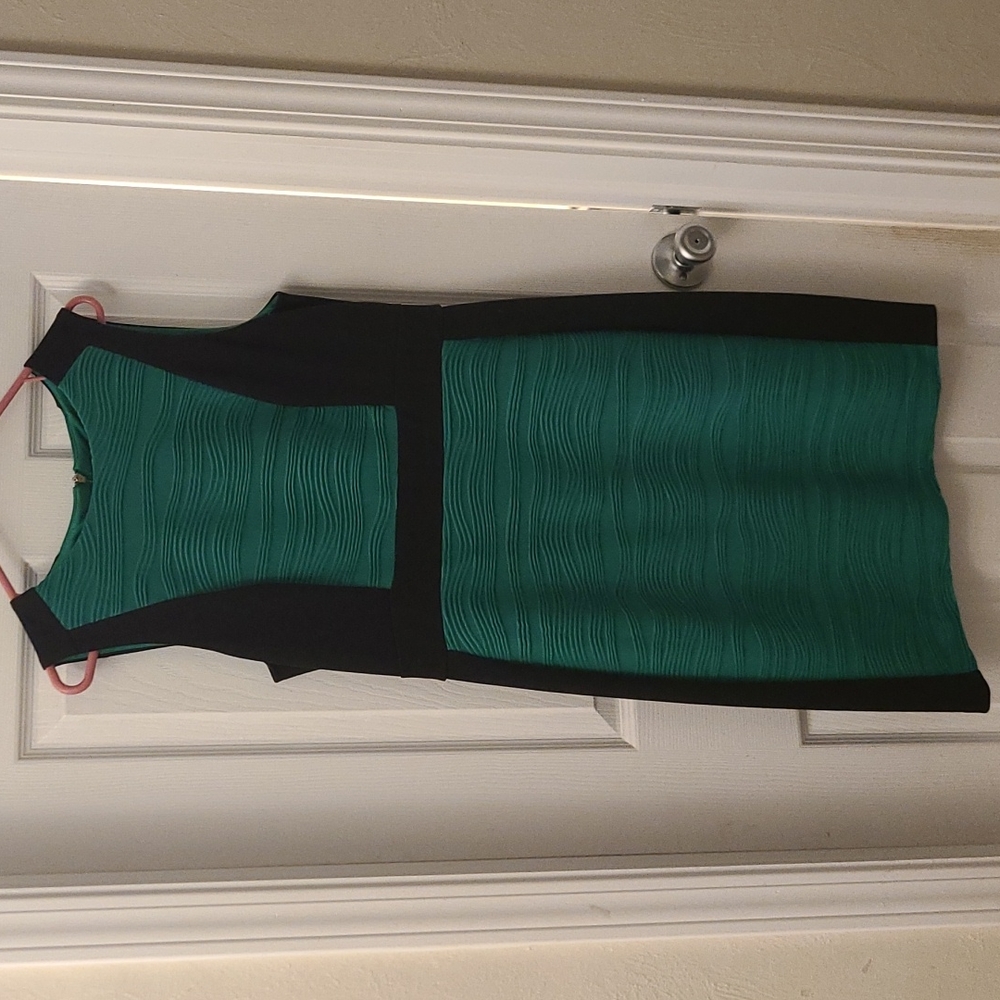 Black & green knee length dress